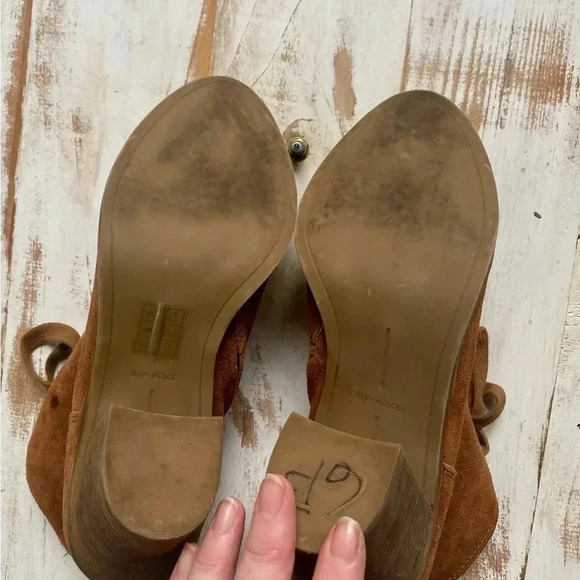 DOLCE VITA sueded lace-up cognac brown booties women’s sz 10 EUC heeled boots - Picture 8 of 14